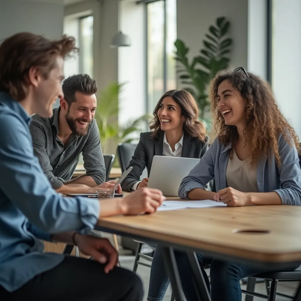 Equipo de FinanzasAR colaborando en un espacio moderno y luminoso.